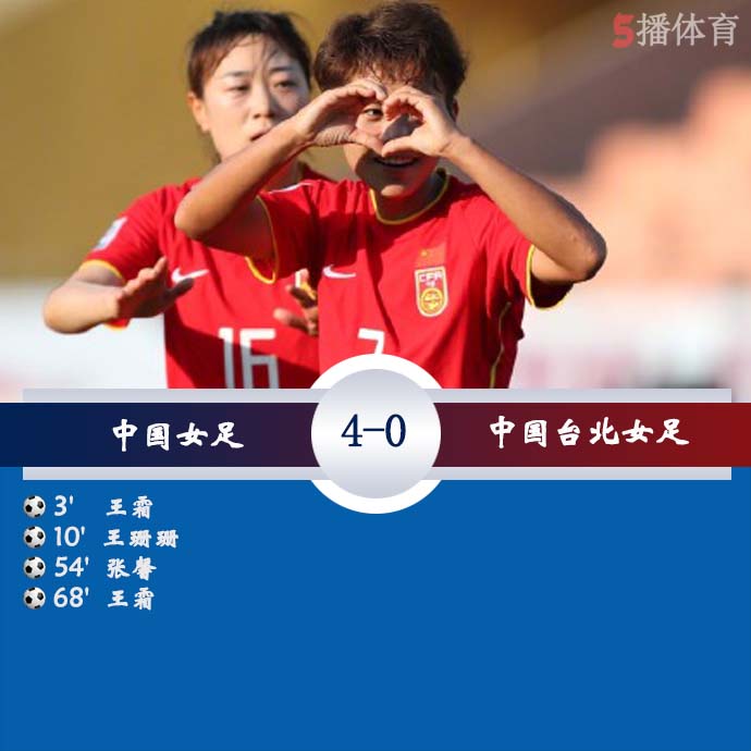 女足亚洲杯小组赛A组 中国女足  4 - 0  中国台北女足