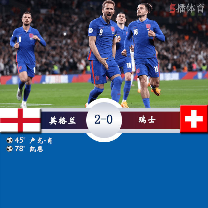 足球友谊赛 英格兰  2 - 1  瑞士