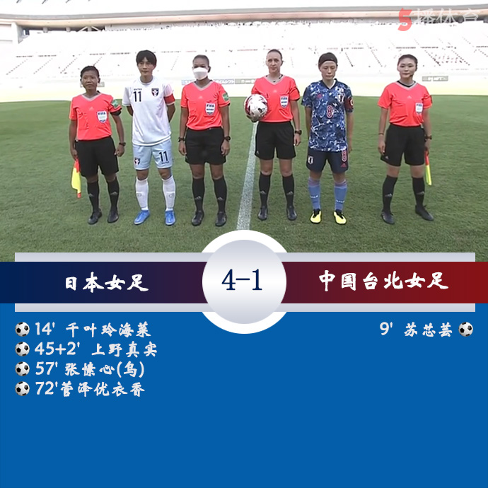 女足东亚杯第2轮 日本女足  4 - 1  中国台北女足