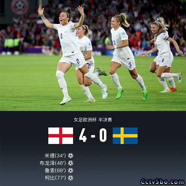 女足欧洲杯半决赛 英格兰女足4-0瑞典女足