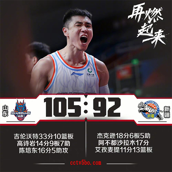 CBA常规赛 山东  105 - 92  新疆