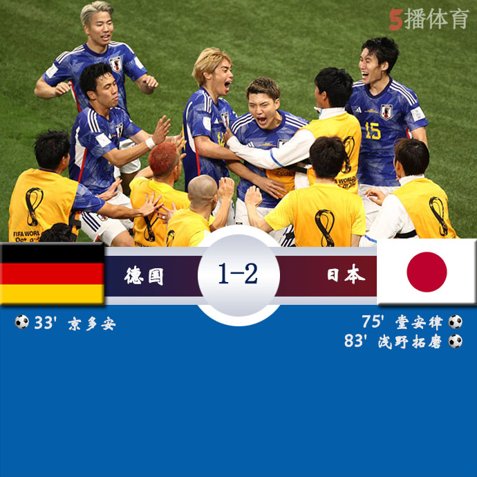 世界杯小组赛E组第1轮 德国  1 - 2  日本