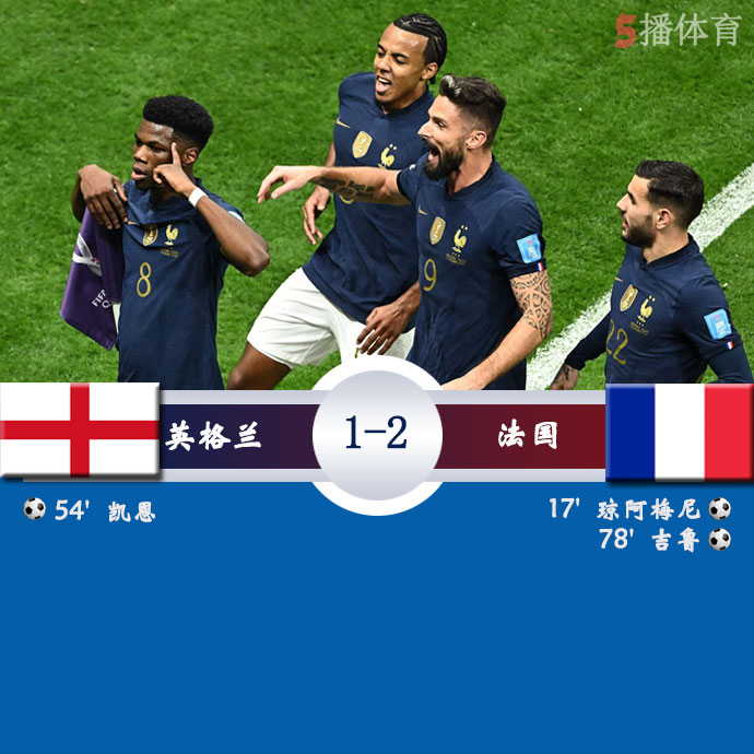 英格兰  1 - 2  法国