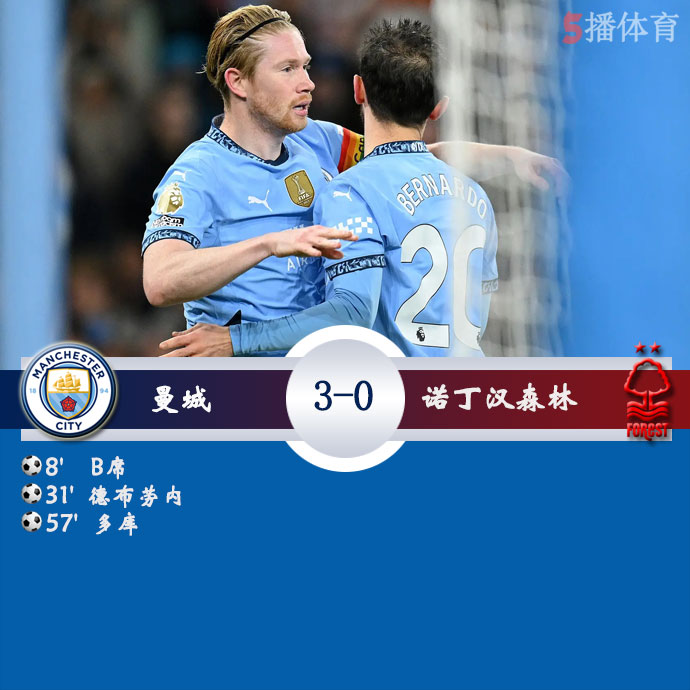 曼城  3 - 0  诺丁汉森林