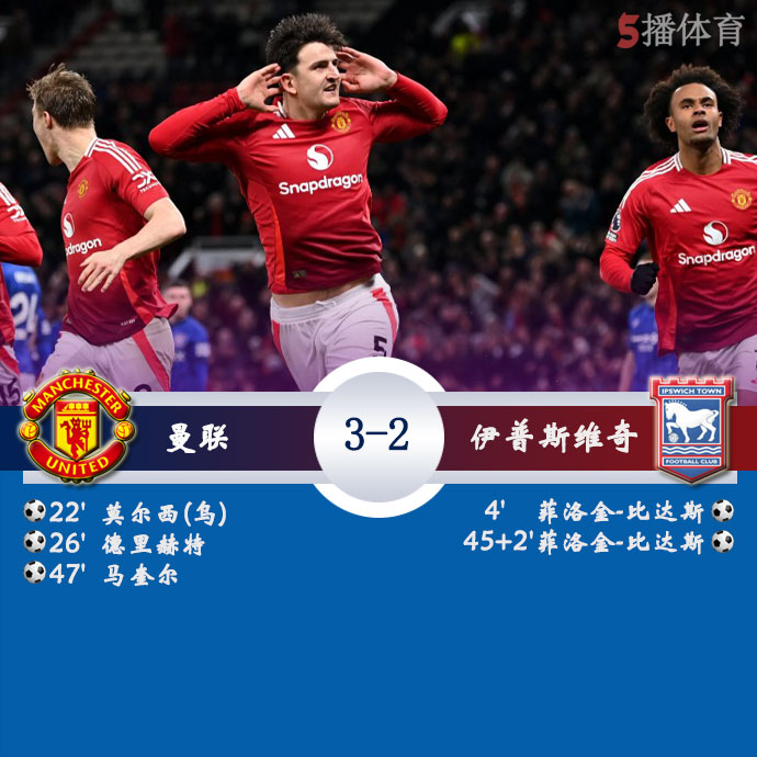 曼联  3 - 2  伊普斯维奇