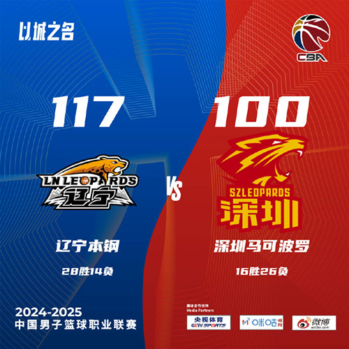 辽宁  117 - 100  深圳