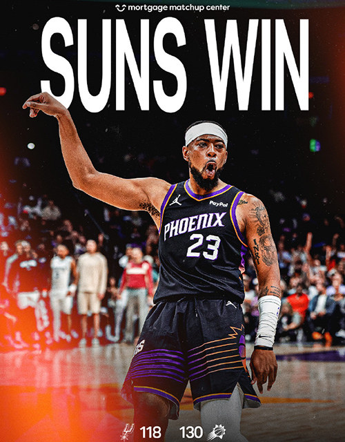 太阳130-118送马刺赛季首败，文班14中4&9+9+6失误，布克28+13