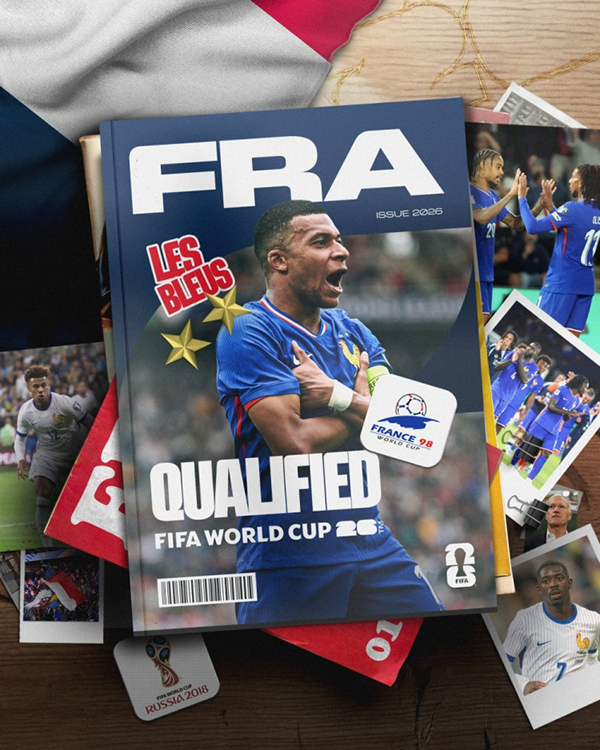 FIFA官方海报：法国队世预赛成功突围，目标直指美加墨