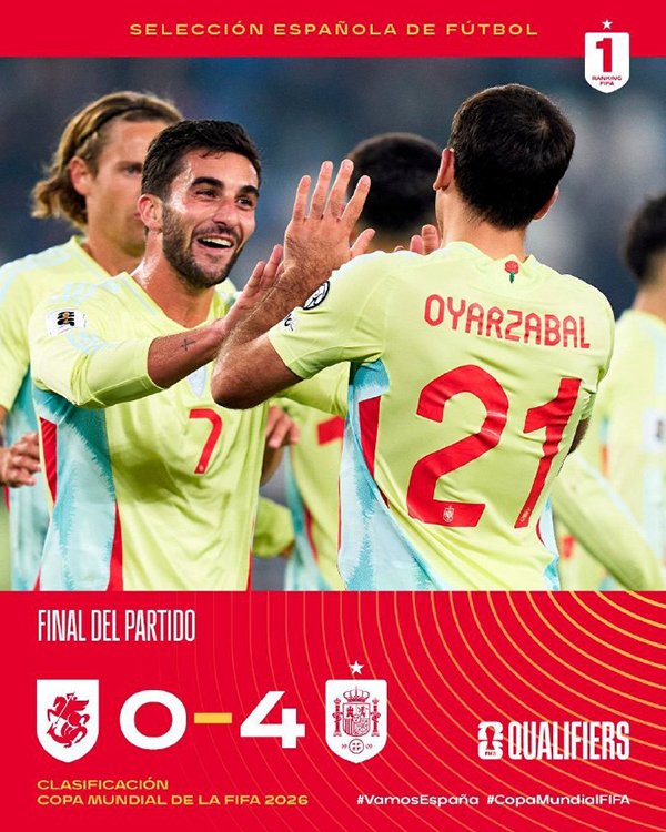 西班牙4-0格鲁吉亚 费兰造点 巴埃纳中柱 苏维门迪破门