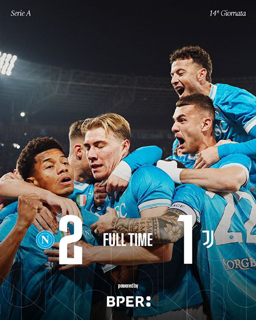 那不勒斯2-1完胜尤文图斯 霍伊伦双响