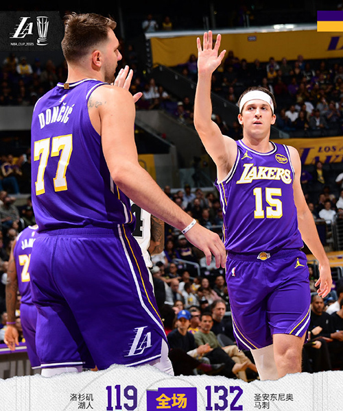 NBA杯-马刺132-119淘汰湖人进4强，东契奇35分，卡斯尔30+10