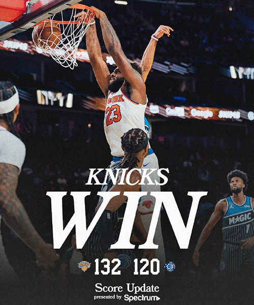 尼克斯132-120力克魔术进NBA杯决赛,布伦森40+8,唐斯29+8