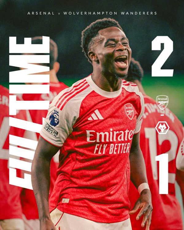 阿森纳2-1狼队 本-怀特伤退 黄喜灿失单刀 萨卡补时传中再造乌龙绝杀