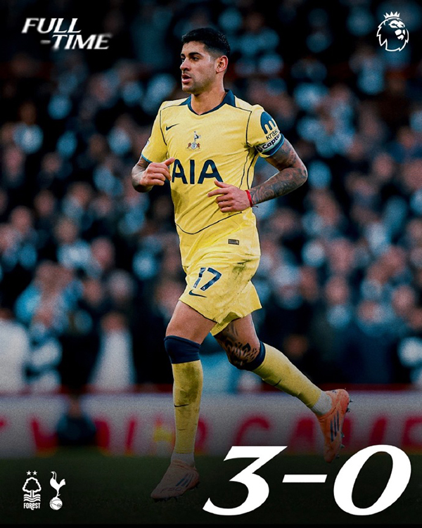 诺丁汉森林3-0完胜热刺 桑加雷远射建功